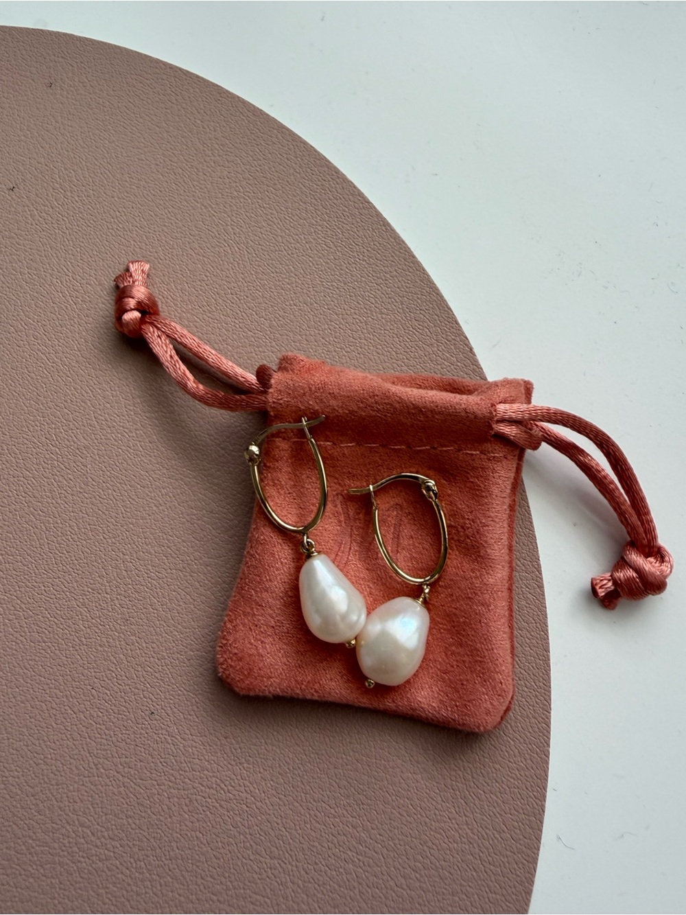 Mejuri Gold Hoop Earrings with White Pearl Drops